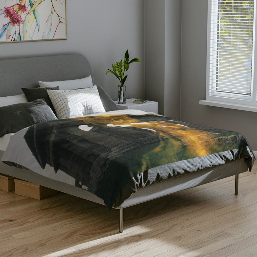 Dionysus and His Temple Luxury Blanket - Sacred Divine Comfort