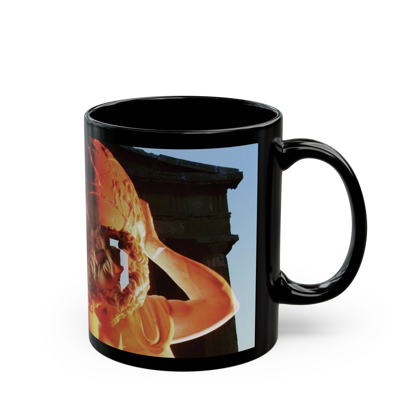 Atlas and Temple of Neptune 11oz Black Mug