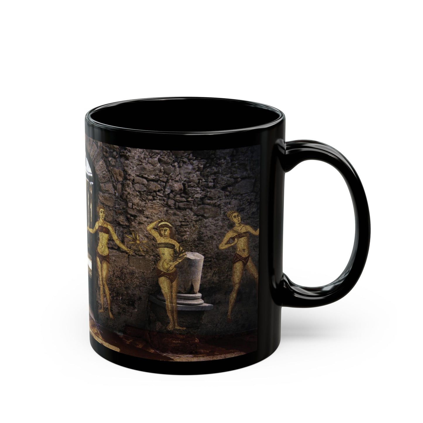 Mosaics of the Thermal Baths of Villa Armerina 11oz Black Mug