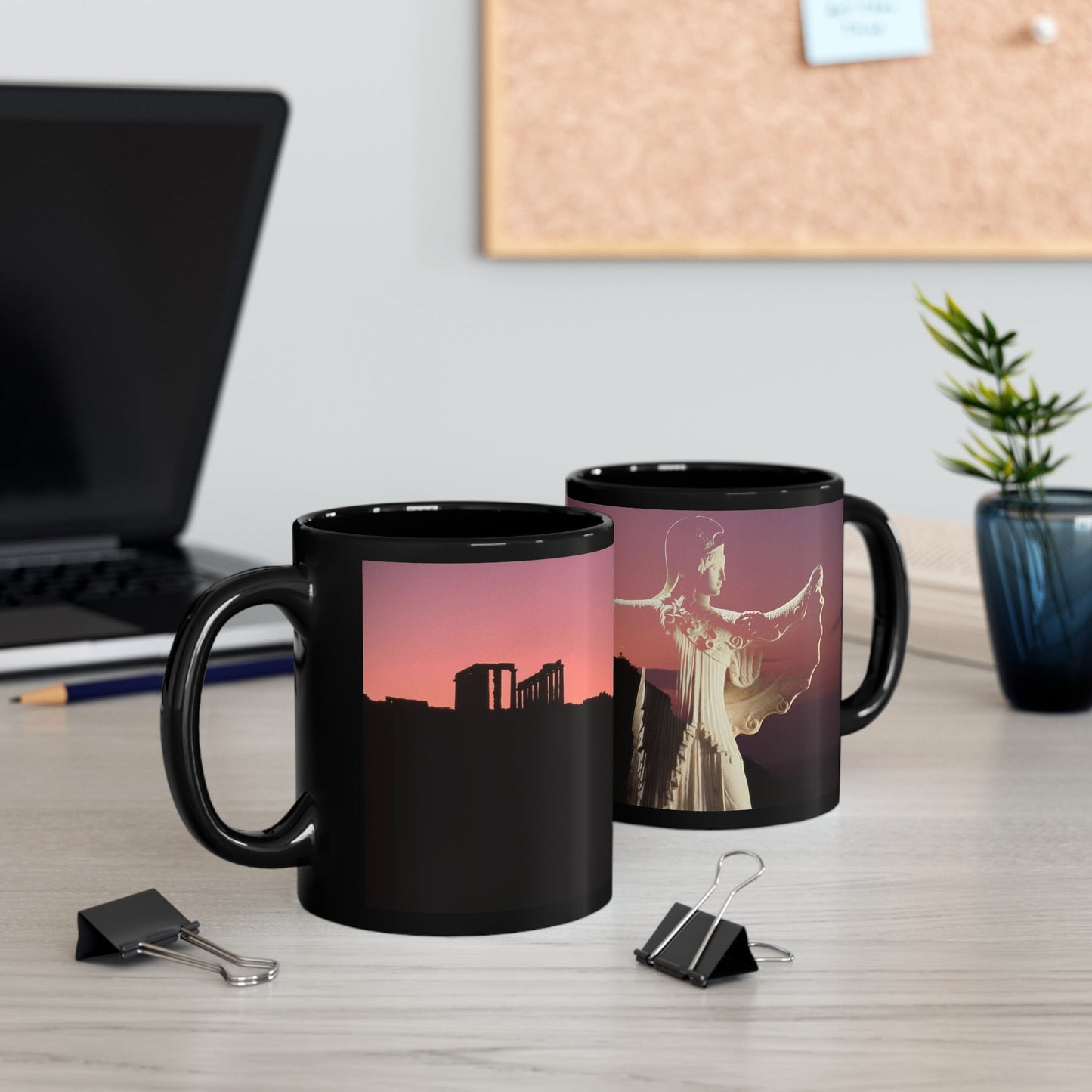 Minerva & Her Temple 11oz Black Mug