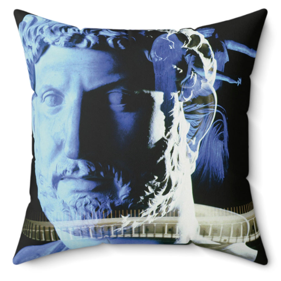 Adriano's Goddess Fortuna decorative pillow by Storaro Art Collection - Emperor Hadrian with modern architecture on premium home decor accessory