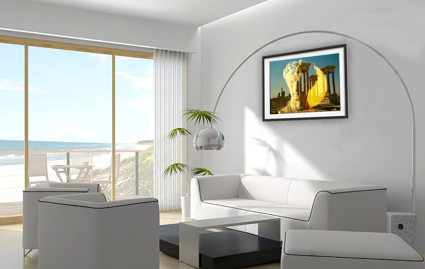 Augustus's Sun on Palmyra photo print by Storaro Art Collection - Emperor Augustus with Palmyra temple ruins in golden sun atmosphere in fine art photography print