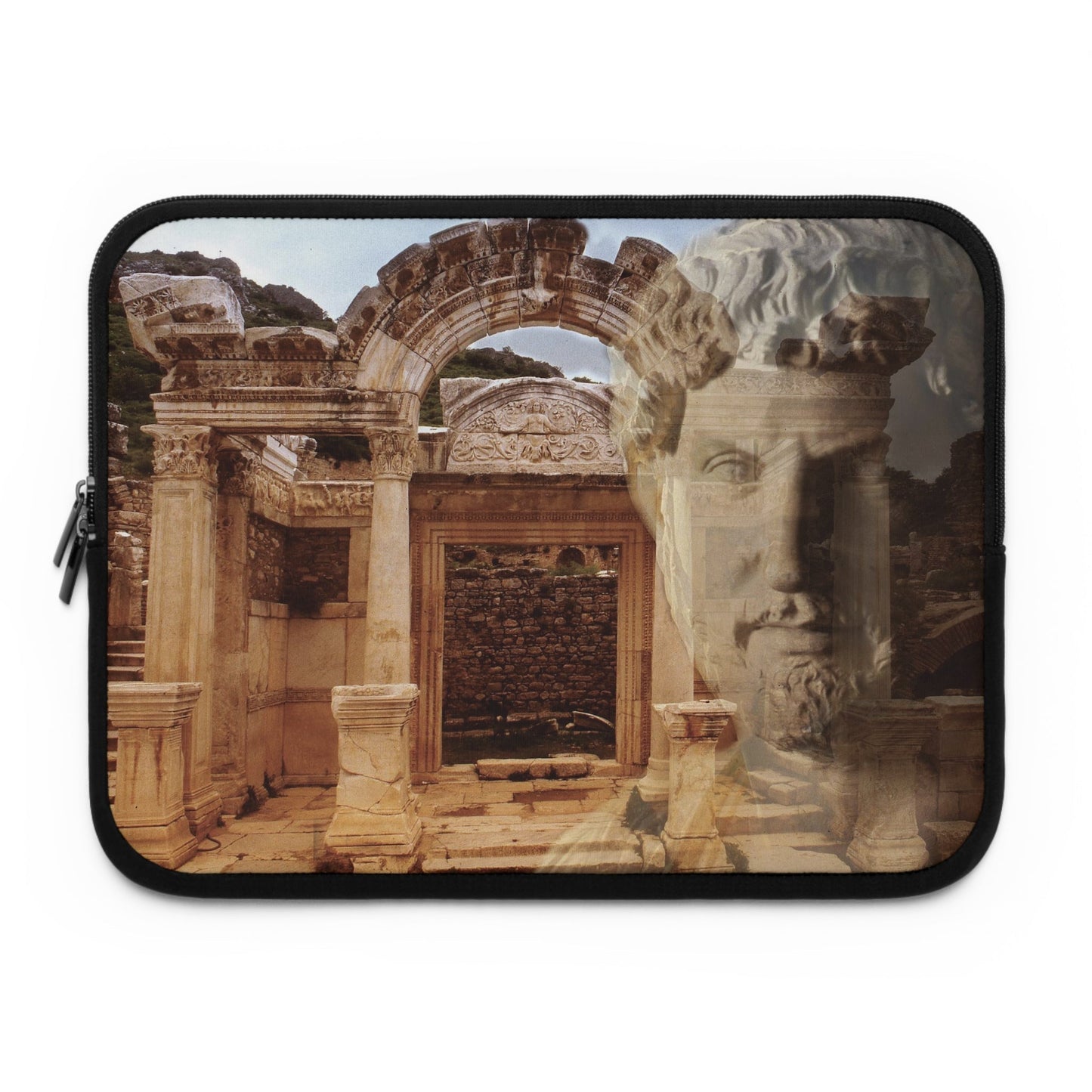 Hadrian's Market in Petra laptop sleeve by Storaro Art Collection - Roman emperor with Petra market architecture in rose-gold sandstone in padded tech protection