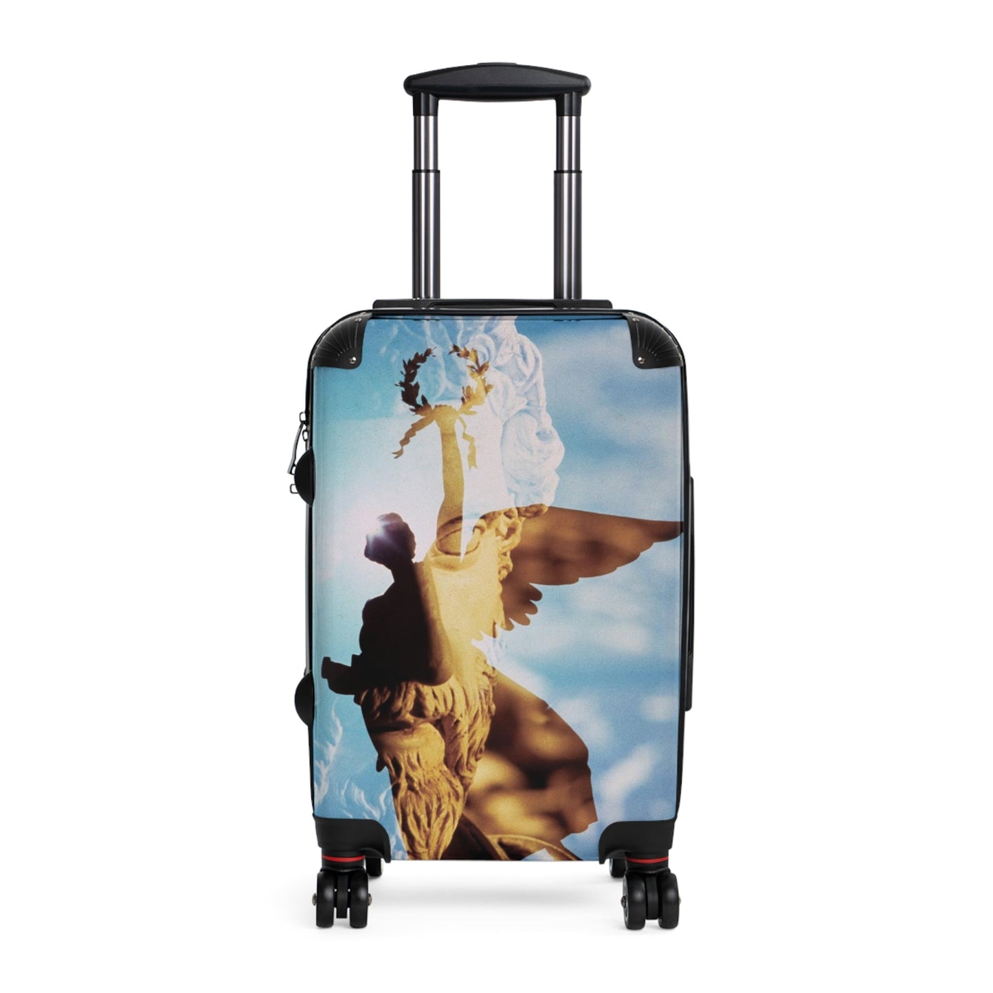 Septimius Severus and His Laurel Wreath premium luggage set - Classical emperor bust with Winged Victory silhouette in golden blue double exposure on durable polycarbonate travel suitcase