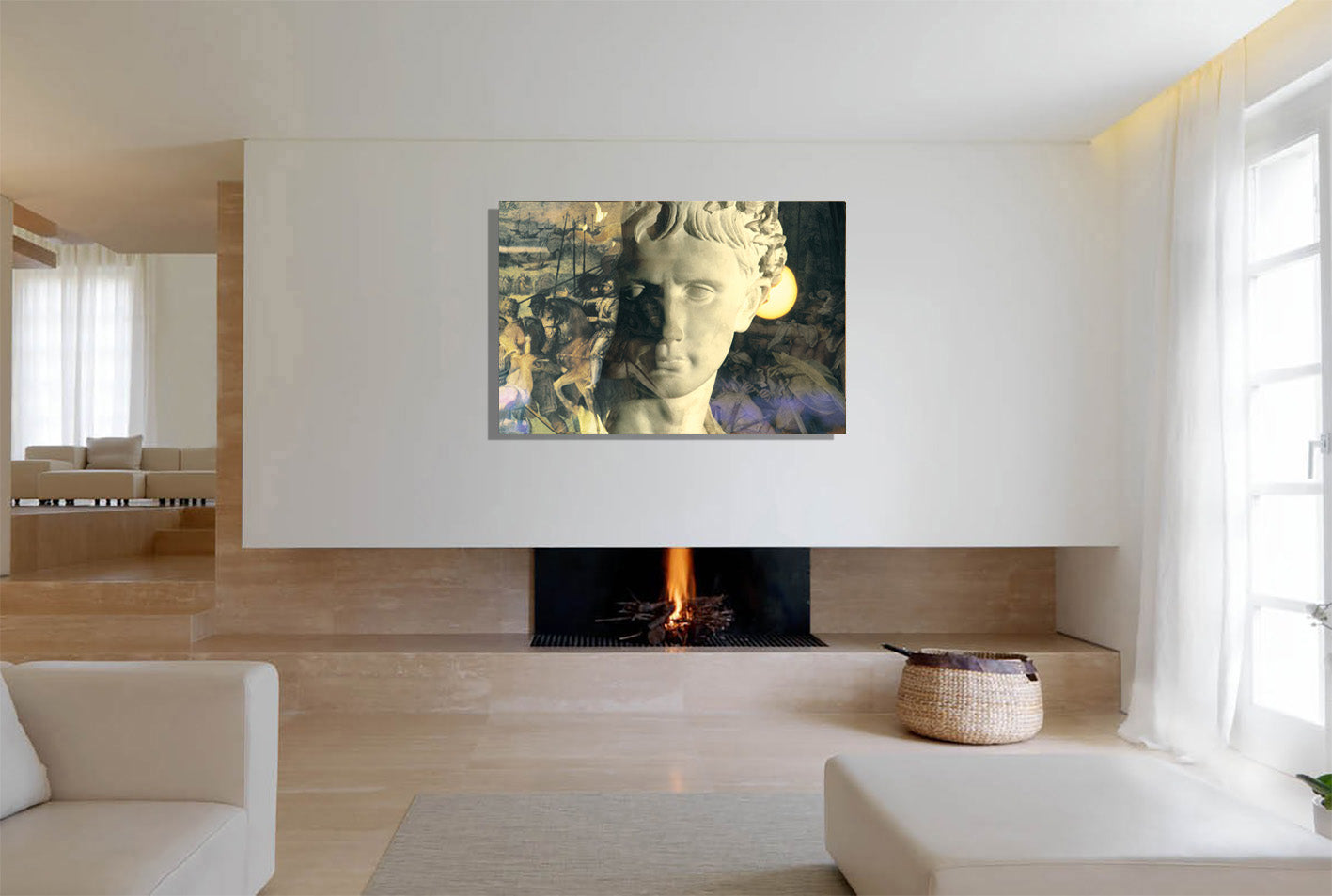 The Regency of Claudio canvas print by Storaro Art Collection - Roman emperor sculpture with historical narrative in golden authority tones museum wall art