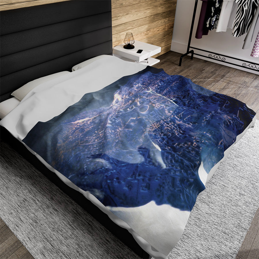 The Rome of Aureliano luxury blanket by Storaro Art Collection - Ethereal Roman architecture with mystical blue atmosphere on premium comfort fabric