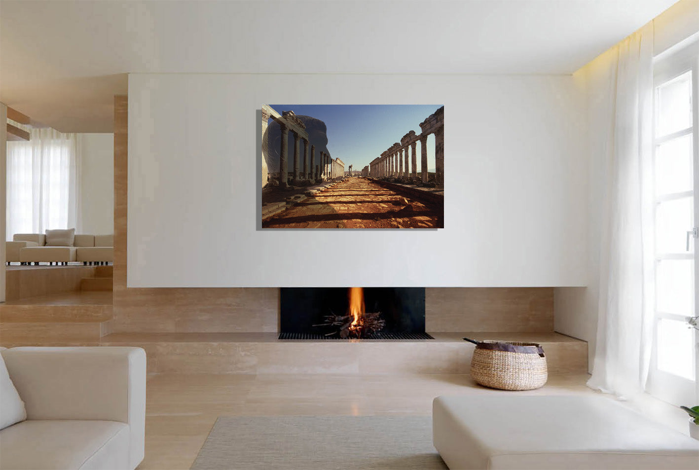 Trajan in the Colonnade of Apamea canvas print by Storaro Art Collection - Roman emperor with Syrian colonnade architecture on museum-quality wall art