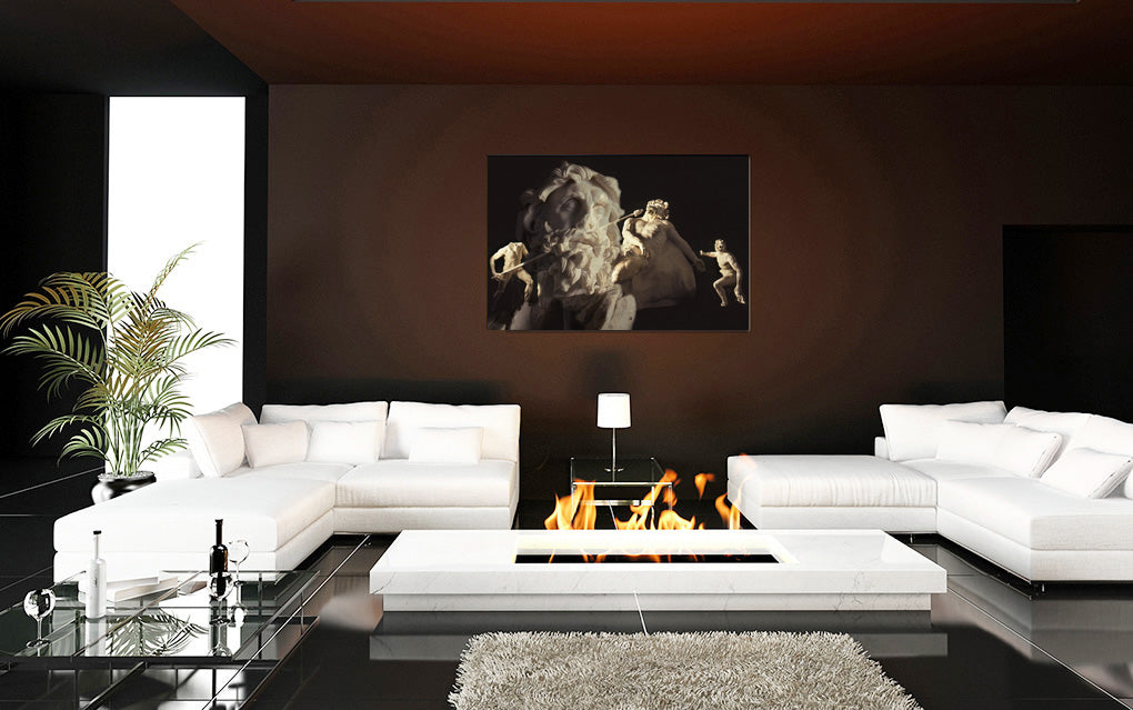 Ulysses and Polyphemus acrylic print by Storaro Art Collection - Greek mythology heroic sculpture with Cyclops drama in luminous premium wall art