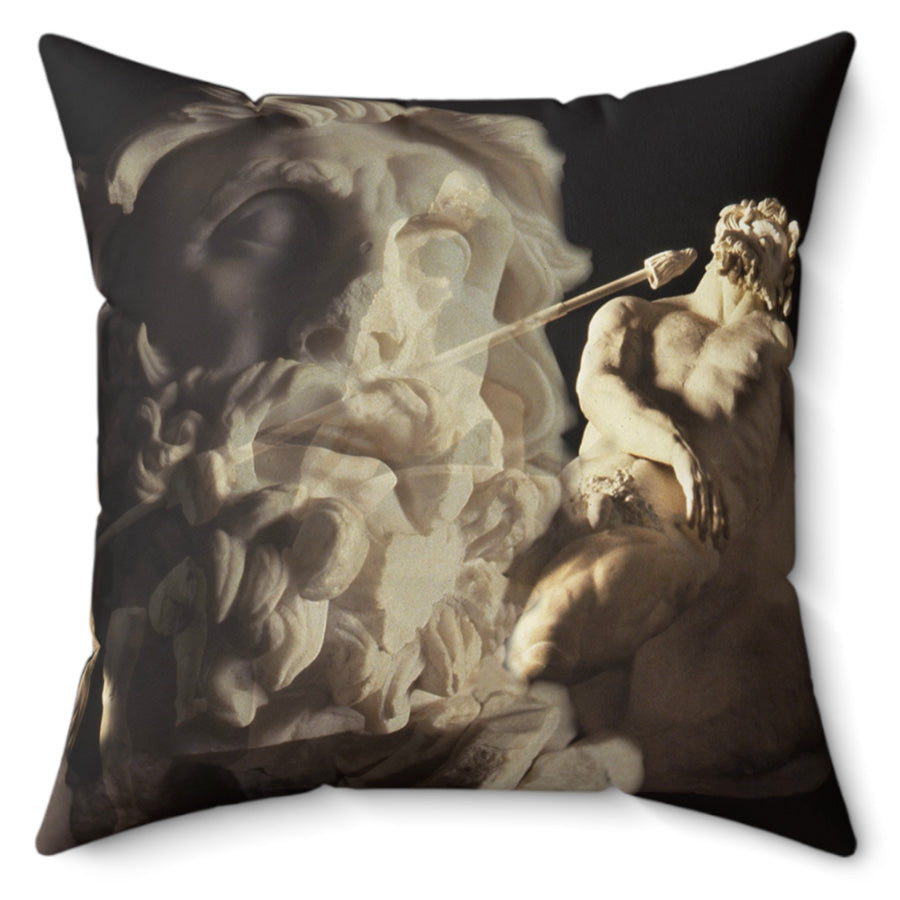 Ulysses and Polyphemus decorative pillow by Storaro Art Collection - Greek mythology heroic sculpture with Cyclops drama on premium home decor accessory