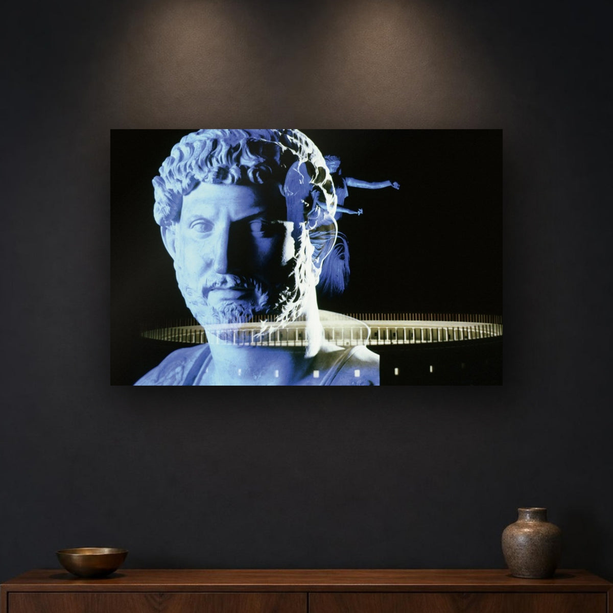 Adriano's Goddess Fortuna acrylic print by Vittorio Storaro on a navy wall, from the La Civiltà Romana collection