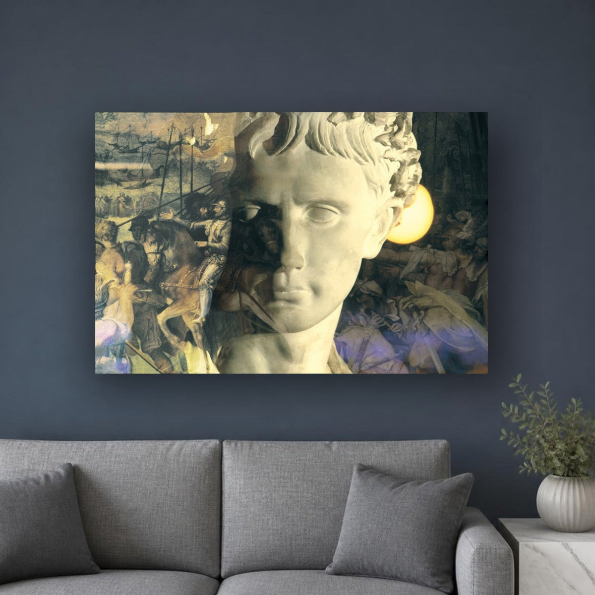 The Regency of Claudio acrylic print by Vittorio Storaro on a slate blue wall