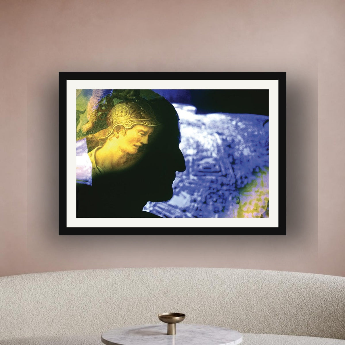 Attack on Rome framed photo print by Vittorio Storaro on a blush pink plaster wall
