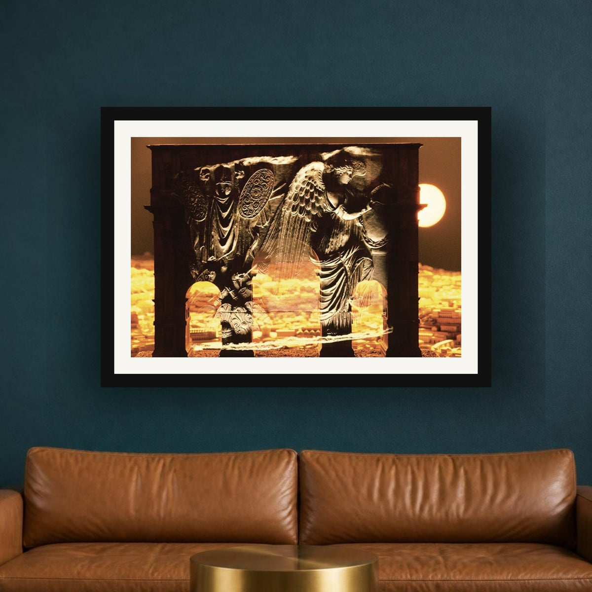 Arch of Victory framed photo print by Vittorio Storaro on a deep teal wall