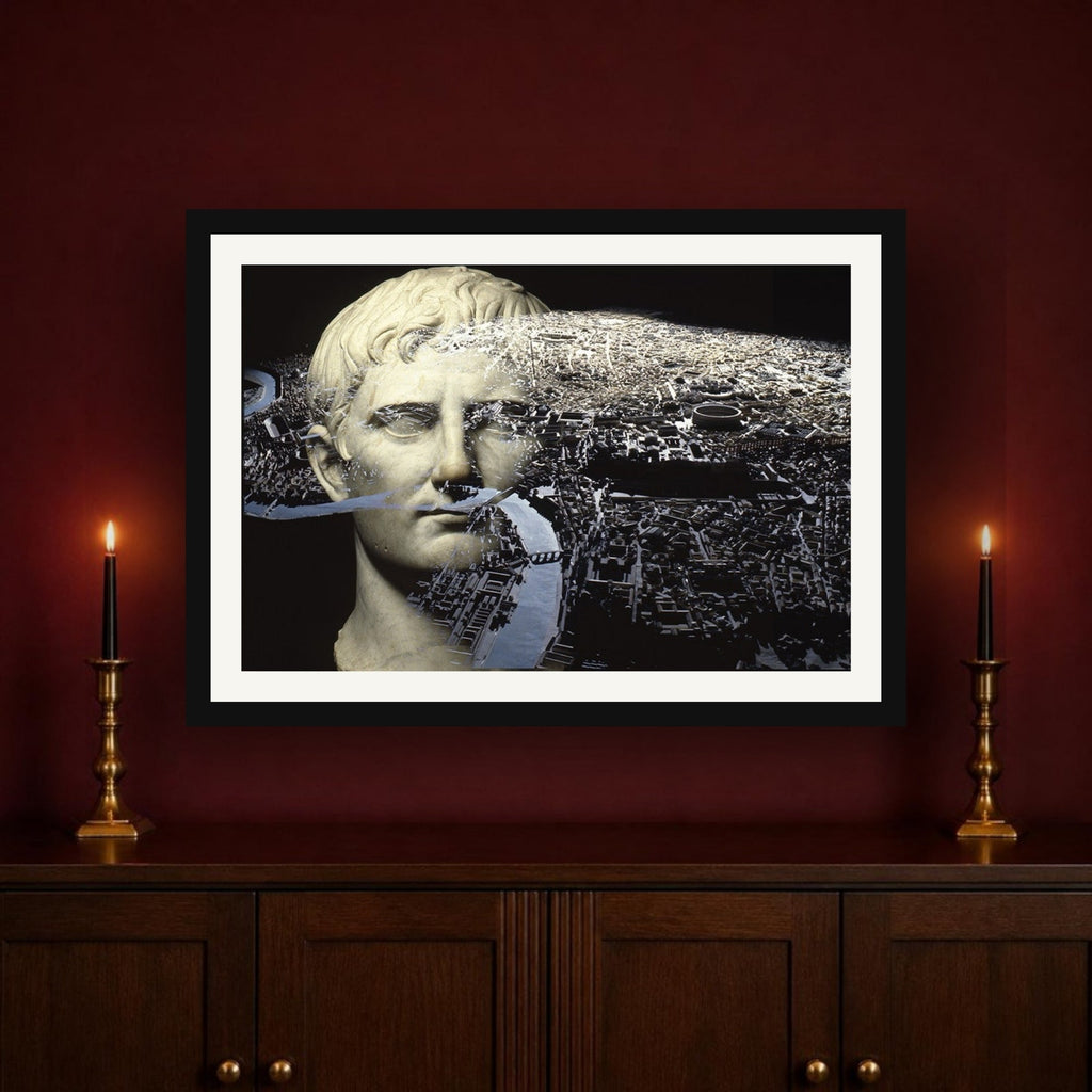 Augustus & The City of Rome framed photo print by Vittorio Storaro on a burgundy wall