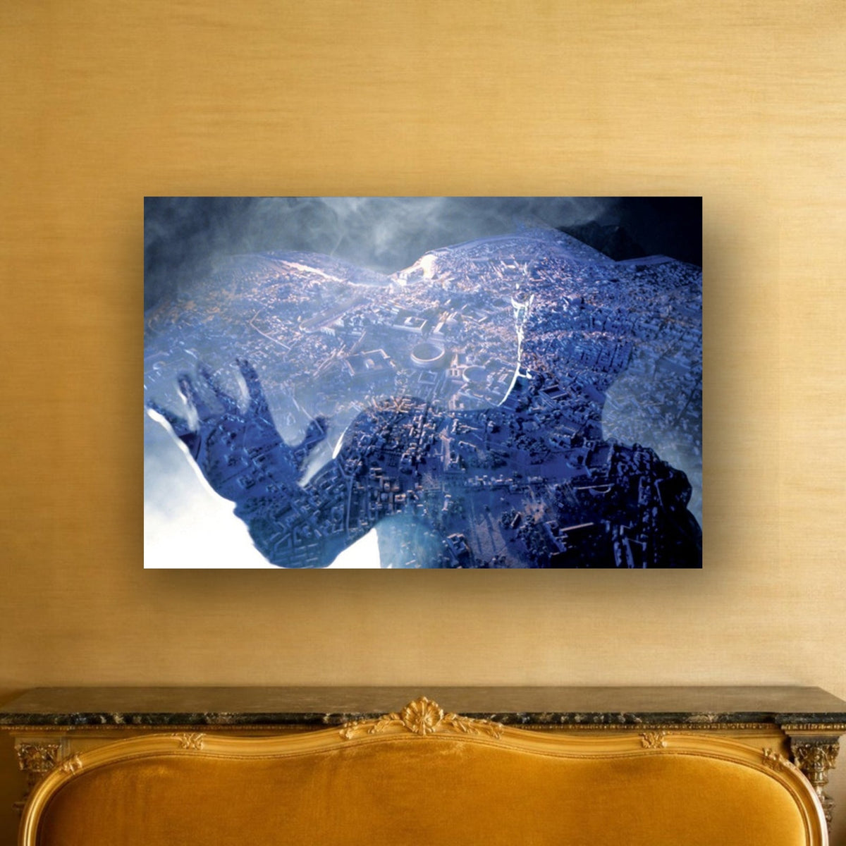 The Rome of Aureliano acrylic print by Vittorio Storaro on a cream and gold silk wall