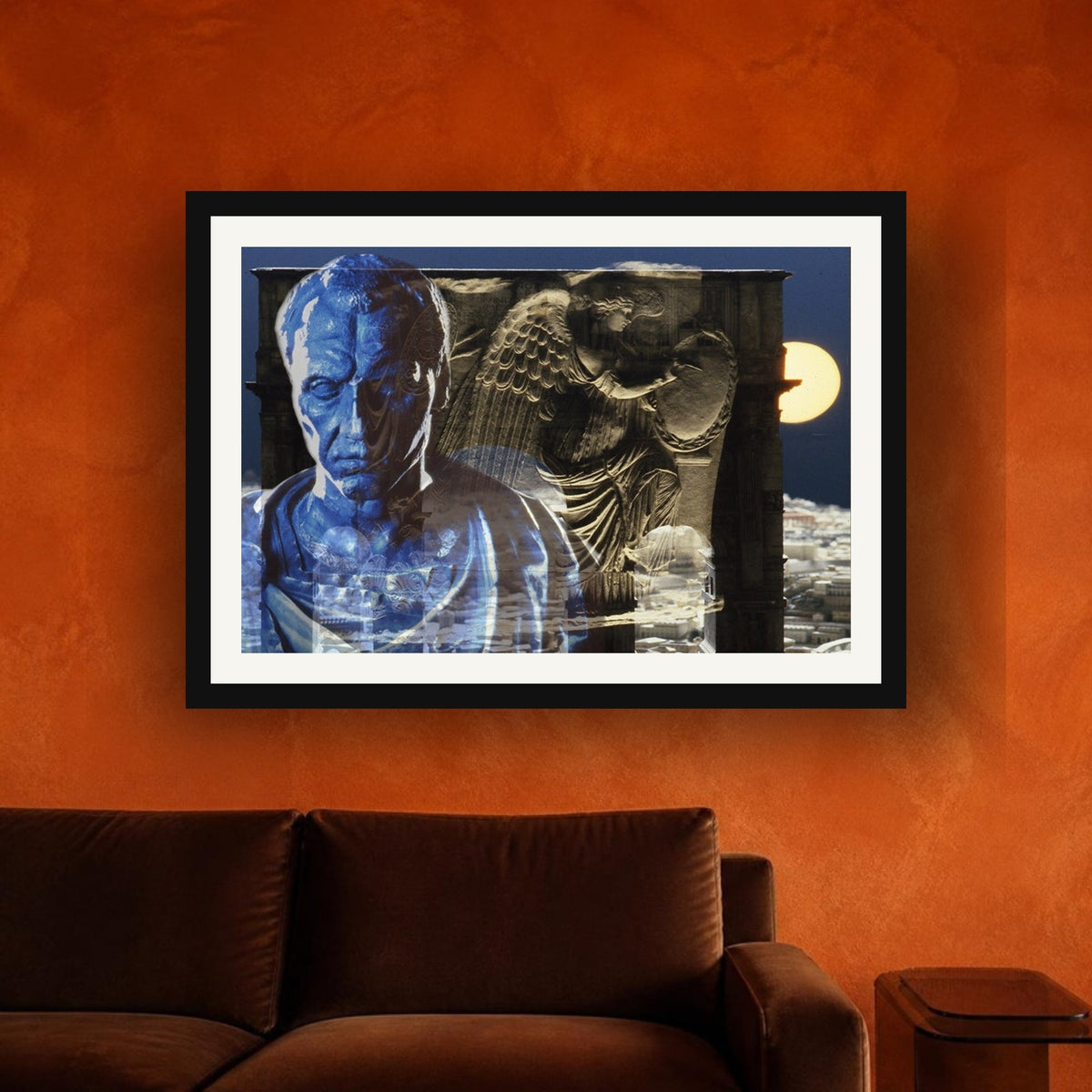 Arc de Triomphe Idealized for Julius Caesar framed photo print by Vittorio Storaro on a burnt orange plaster wall
