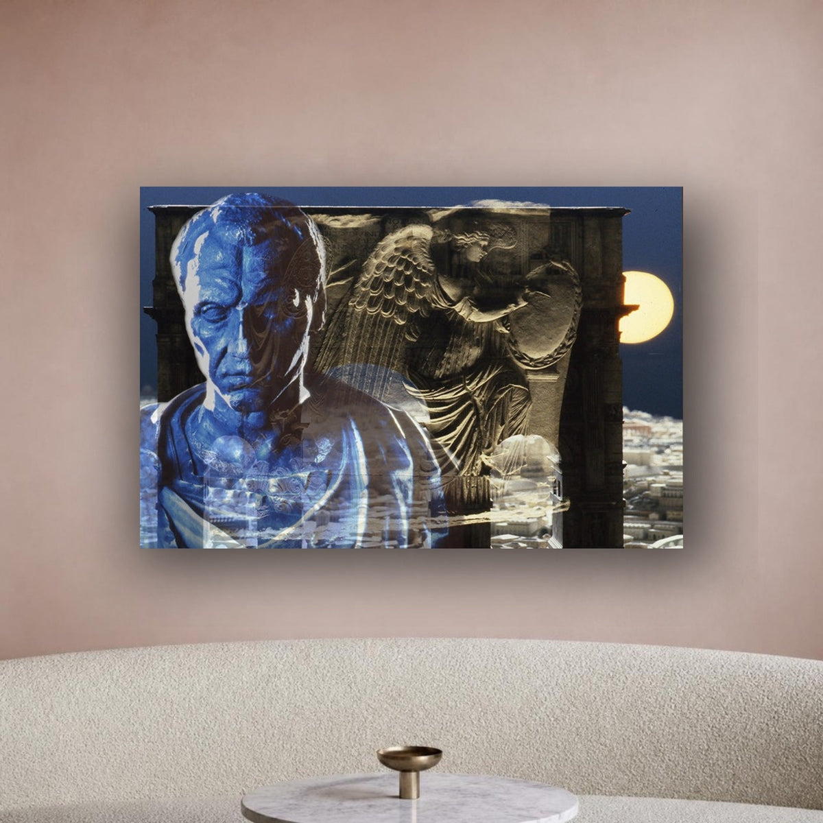 Arc de Triomphe Idealized for Julius Caesar canvas print by Vittorio Storaro on a blush pink plaster wall