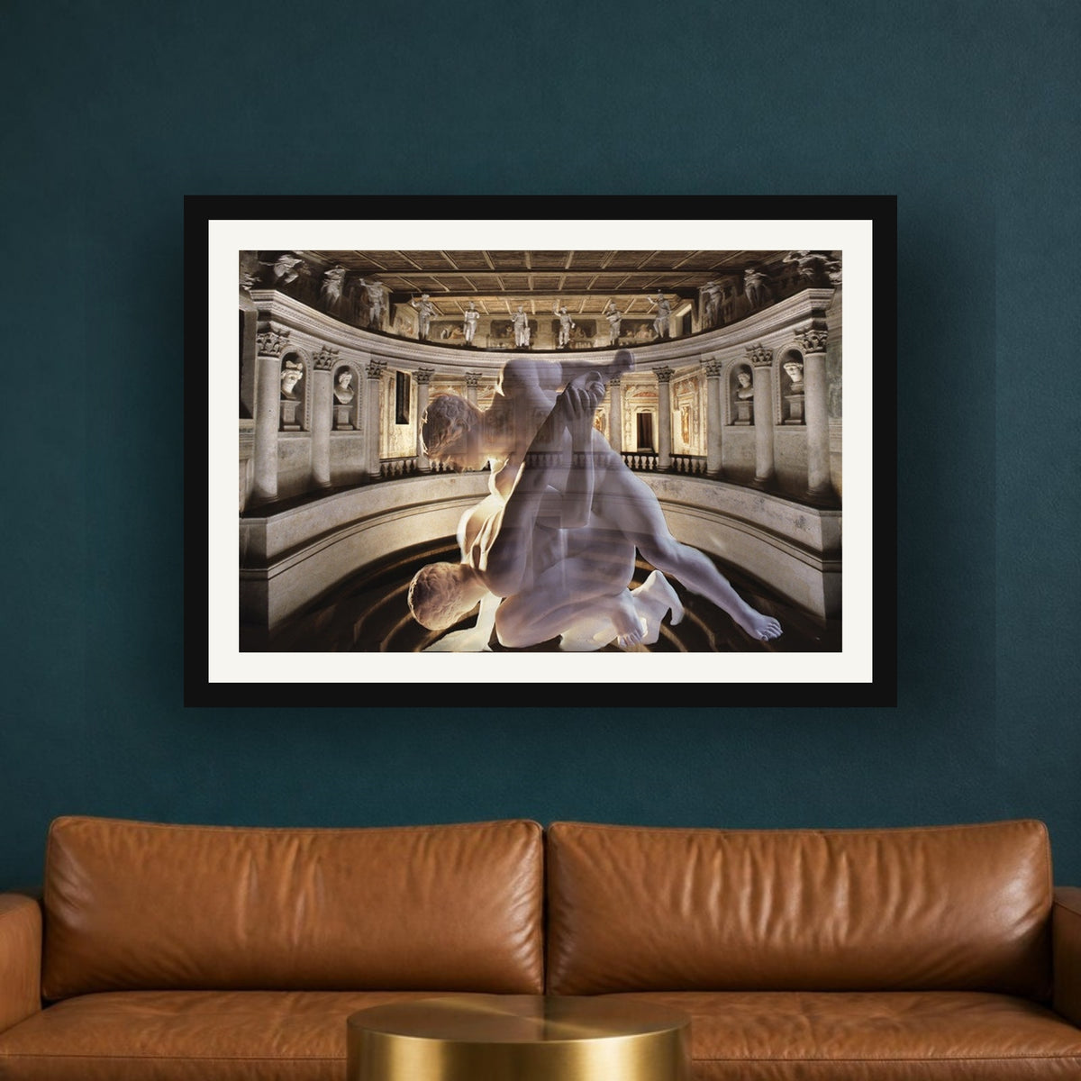 Olympic Theater of Sabbioneta framed photo print by Vittorio Storaro on a deep teal wall