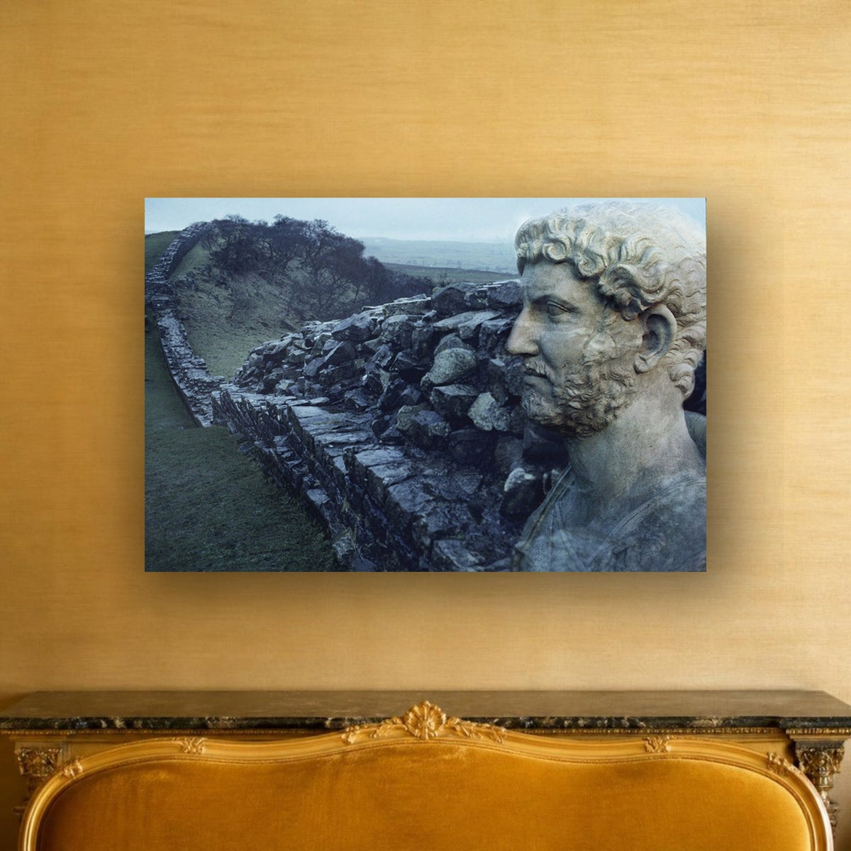 Adriano's Wall in Britannia acrylic print by Vittorio Storaro on a cream and gold silk wall
