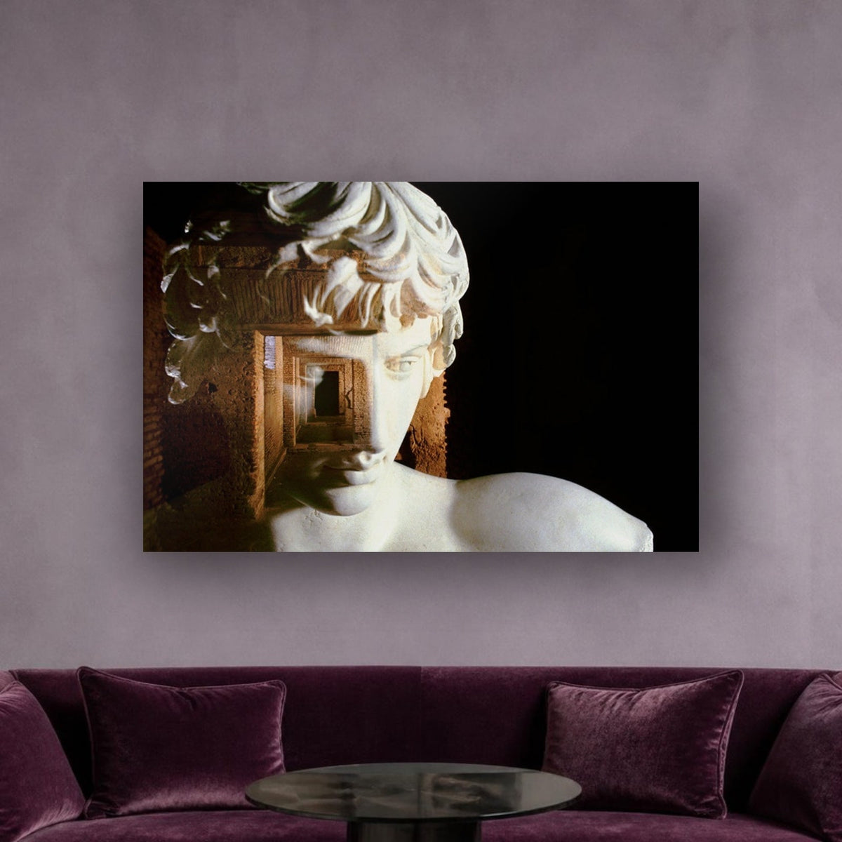 Antinoo in the Hadrian's Villa acrylic print by Vittorio Storaro on a lavender grey wall