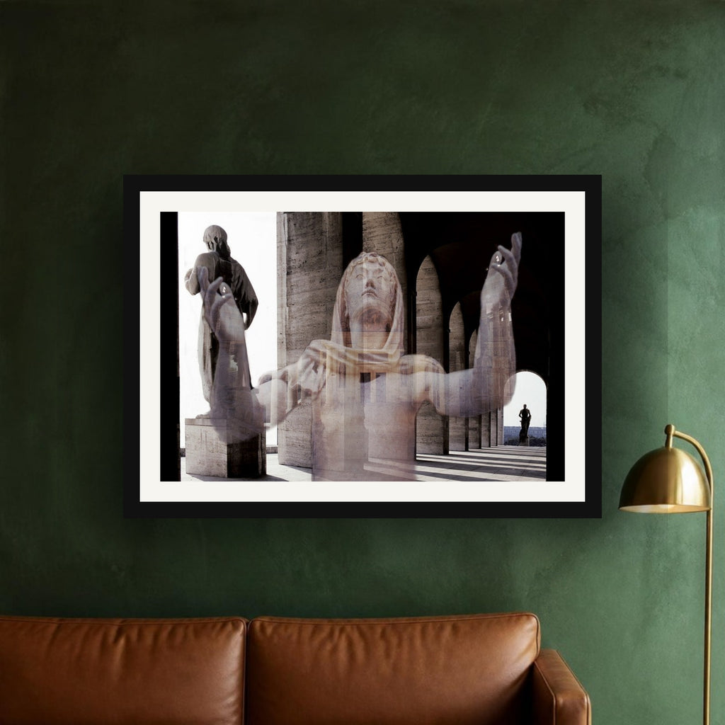 Italic Civilization framed photo print by Vittorio Storaro on an emerald green plaster wall