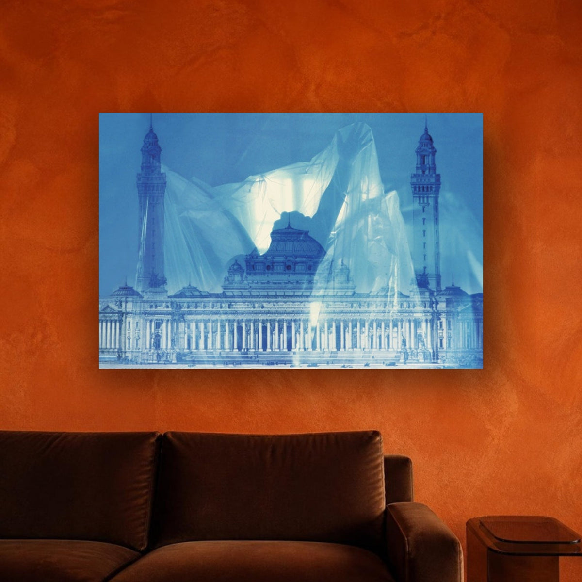 The Ideal City acrylic print by Vittorio Storaro on a burnt orange plaster wall