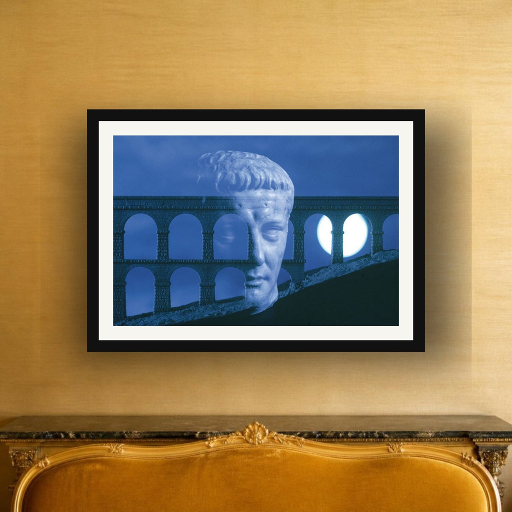 Claudius Aqueduct framed photo print by Vittorio Storaro on a cream and gold silk wall