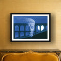 Claudius Aqueduct framed photo print by Vittorio Storaro on a cream and gold silk wall