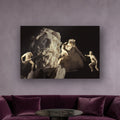 Ulysses & Polyphemus acrylic print by Vittorio Storaro on a lavender grey wall