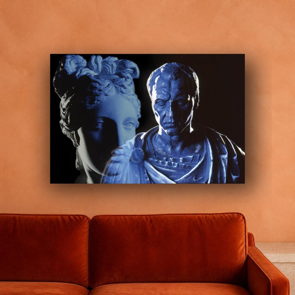 Julius Caesar and Venus canvas print by Vittorio Storaro on a peach plaster wall
