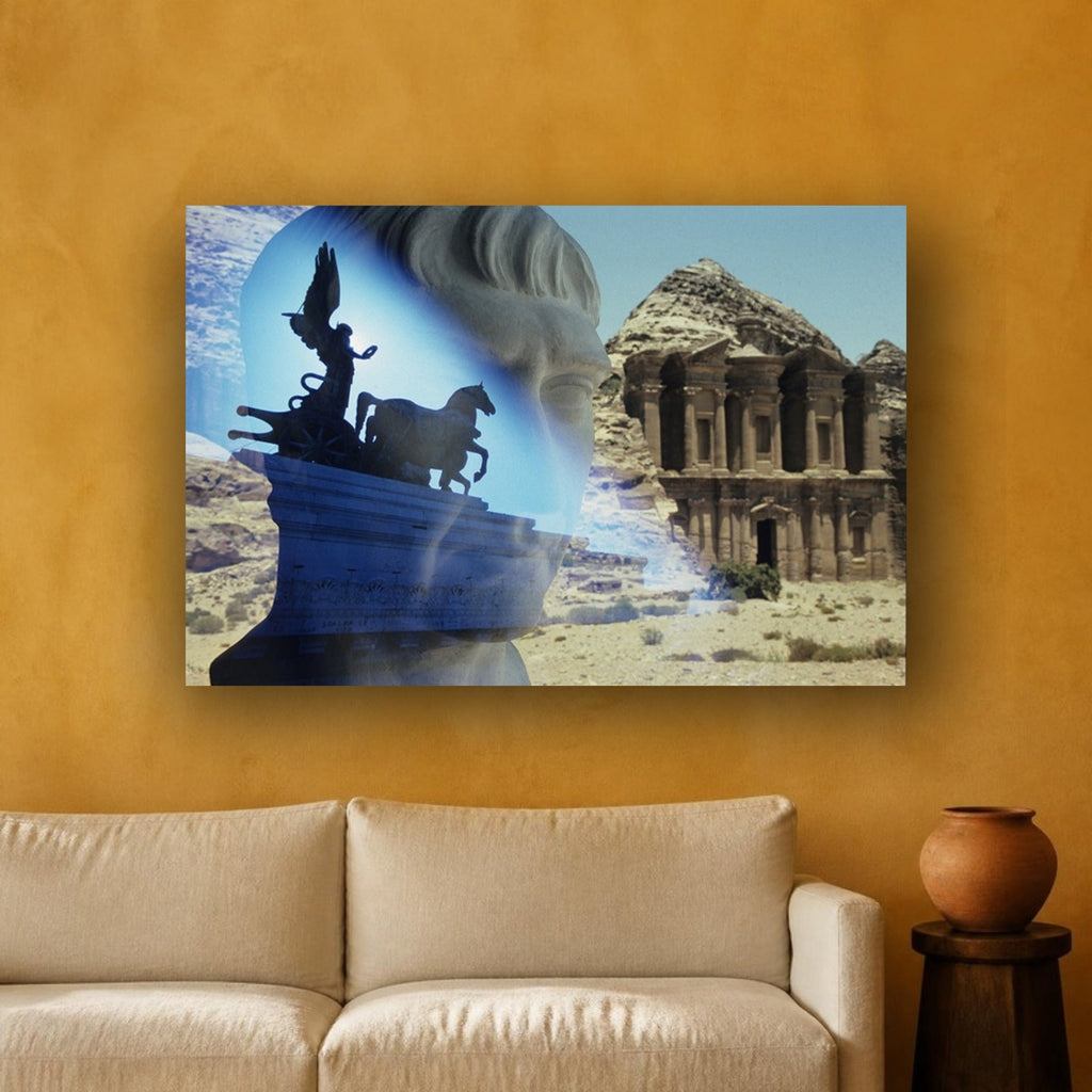 Petra canvas print by Vittorio Storaro on an ochre plaster wall
