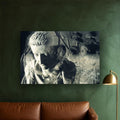 The Solitude of Tiberius acrylic print by Vittorio Storaro on an emerald green plaster wall