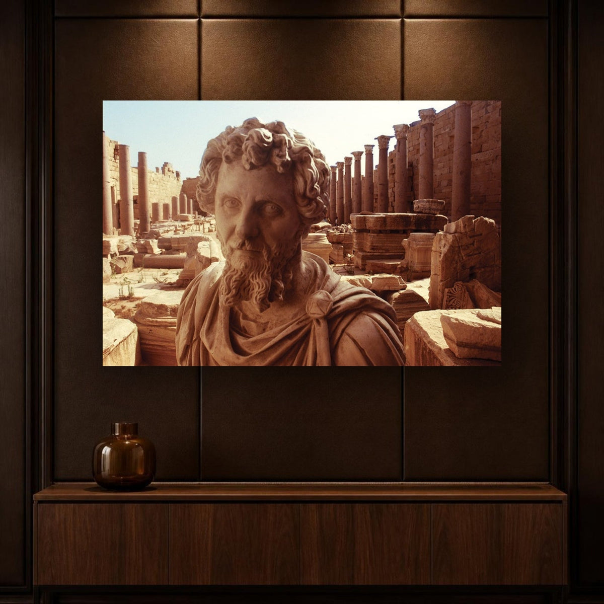 Septimius Severus in Leptis Magna acrylic print by Vittorio Storaro on an espresso panelled wall