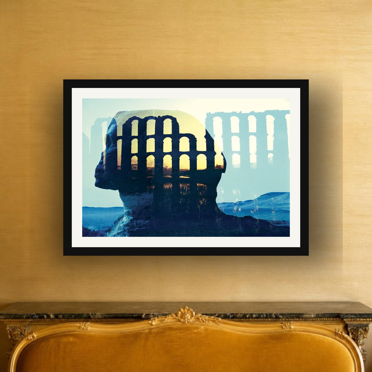 The Ages of Man framed photo print by Vittorio Storaro on a cream and gold silk wall