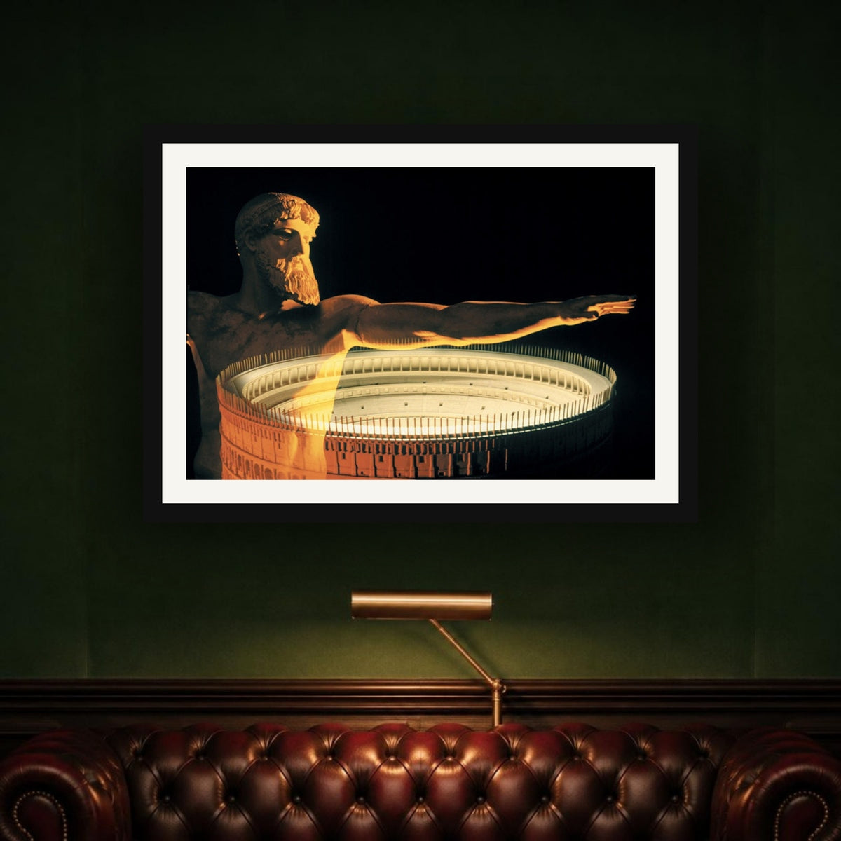 The Colosseum framed photo print by Vittorio Storaro on a forest green wall