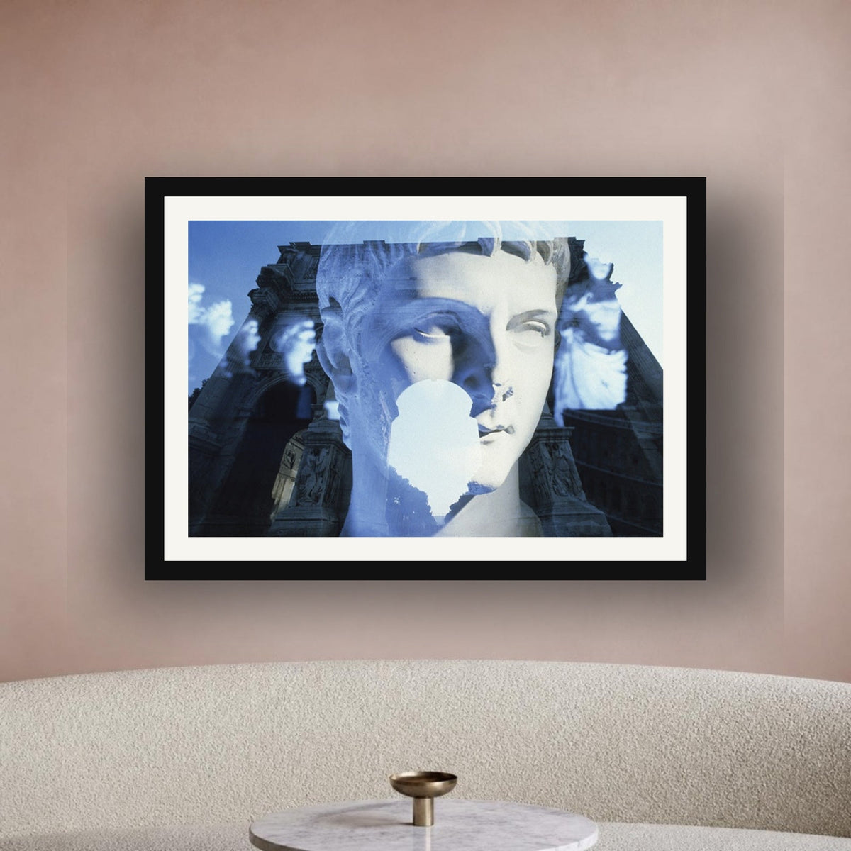 Roman Arch framed photo print by Vittorio Storaro on a blush pink plaster wall