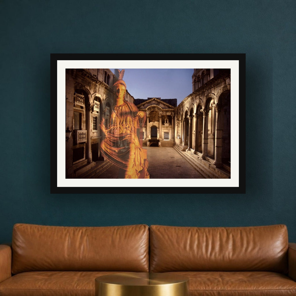 Diocletian's Palace with Goddess Roma framed photo print by Vittorio Storaro on a deep teal wall