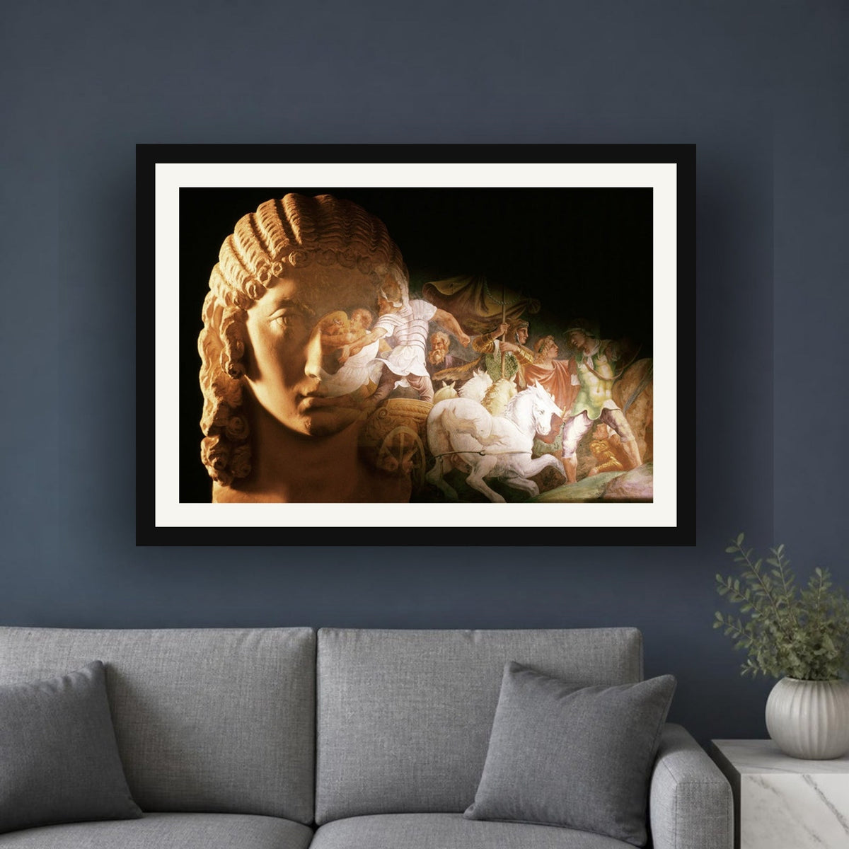 Defense of the City framed photo print by Vittorio Storaro on a slate blue wall
