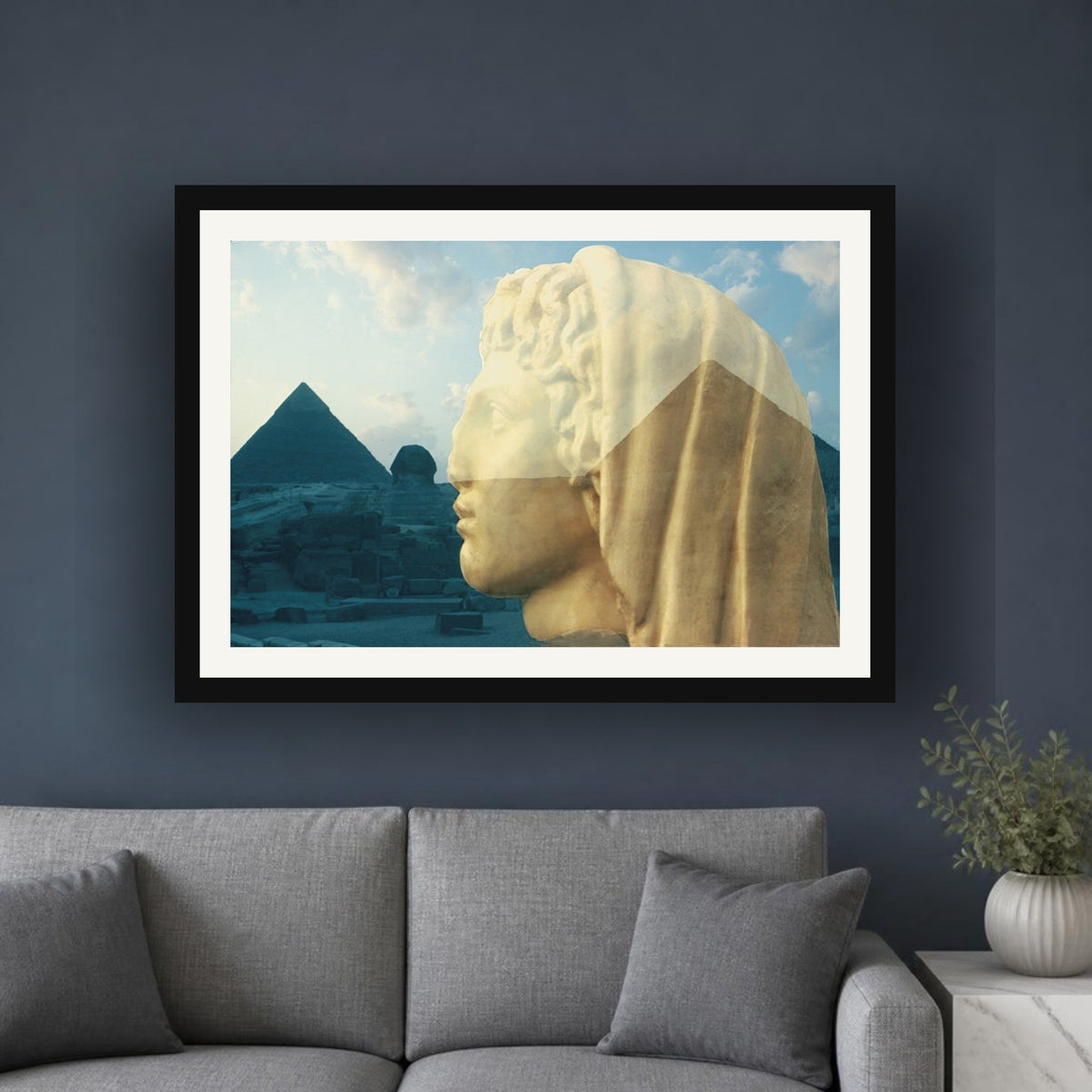 Land of Egypt framed photo print by Vittorio Storaro on a slate blue wall