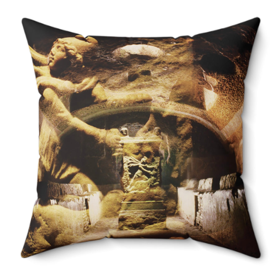 Mithras In His Mithraeum Of Ancient Ostia Throw Pillow, 16x16, One Sided