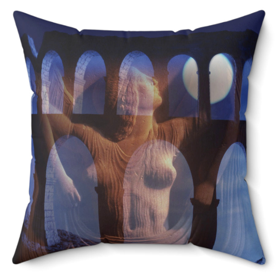 The Aqueduct & His Goddess Throw Pillow, 16x16, One Sided