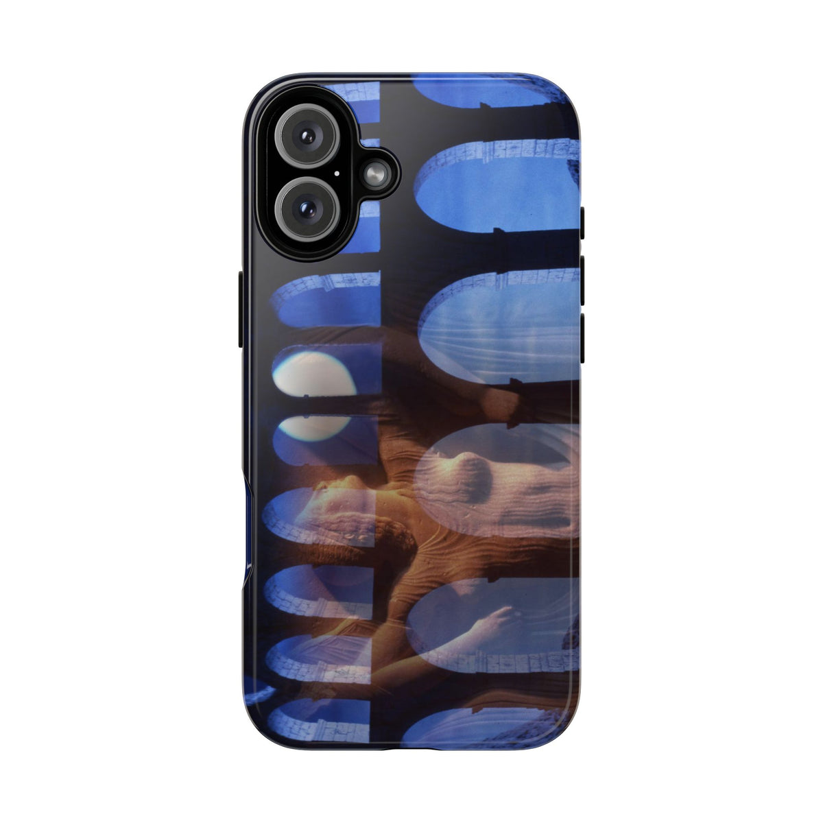 The Aqueduct and his Goddess phone case for iPhone 16 Plus by Vittorio Storaro, from the La Civiltà Romana collection
