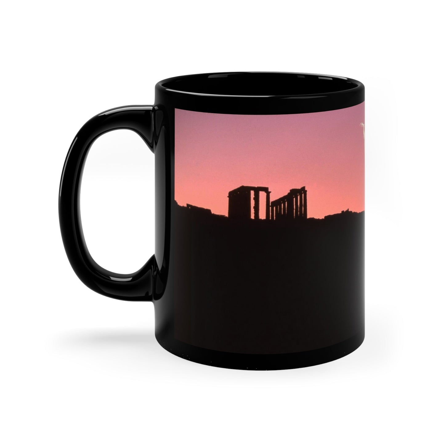 Minerva & Her Temple 11oz Black Mug