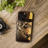 Arch of Victory tough phone case by Vittorio Storaro, from the La Civiltà Romana collection, shown on a table