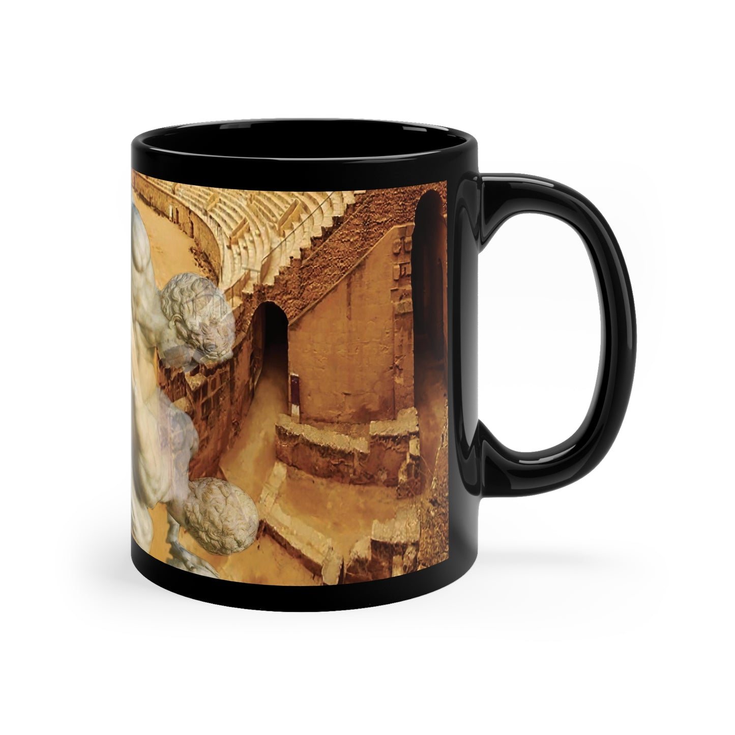 Amphitheater El Jem And The Uffizi Wrestlers 11oz Black Mug