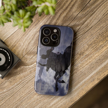 The Ancient Via Appia tough phone case by Vittorio Storaro, from the La Civiltà Romana collection, shown on a table