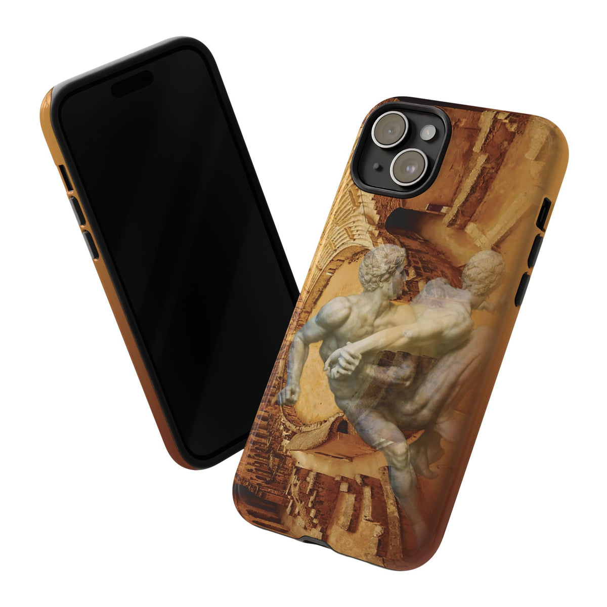 Amphitheater El Jem And The Uffizi Wrestlers phone case for iPhone 15 Plus by Vittorio Storaro, from the La Civiltà Romana collection