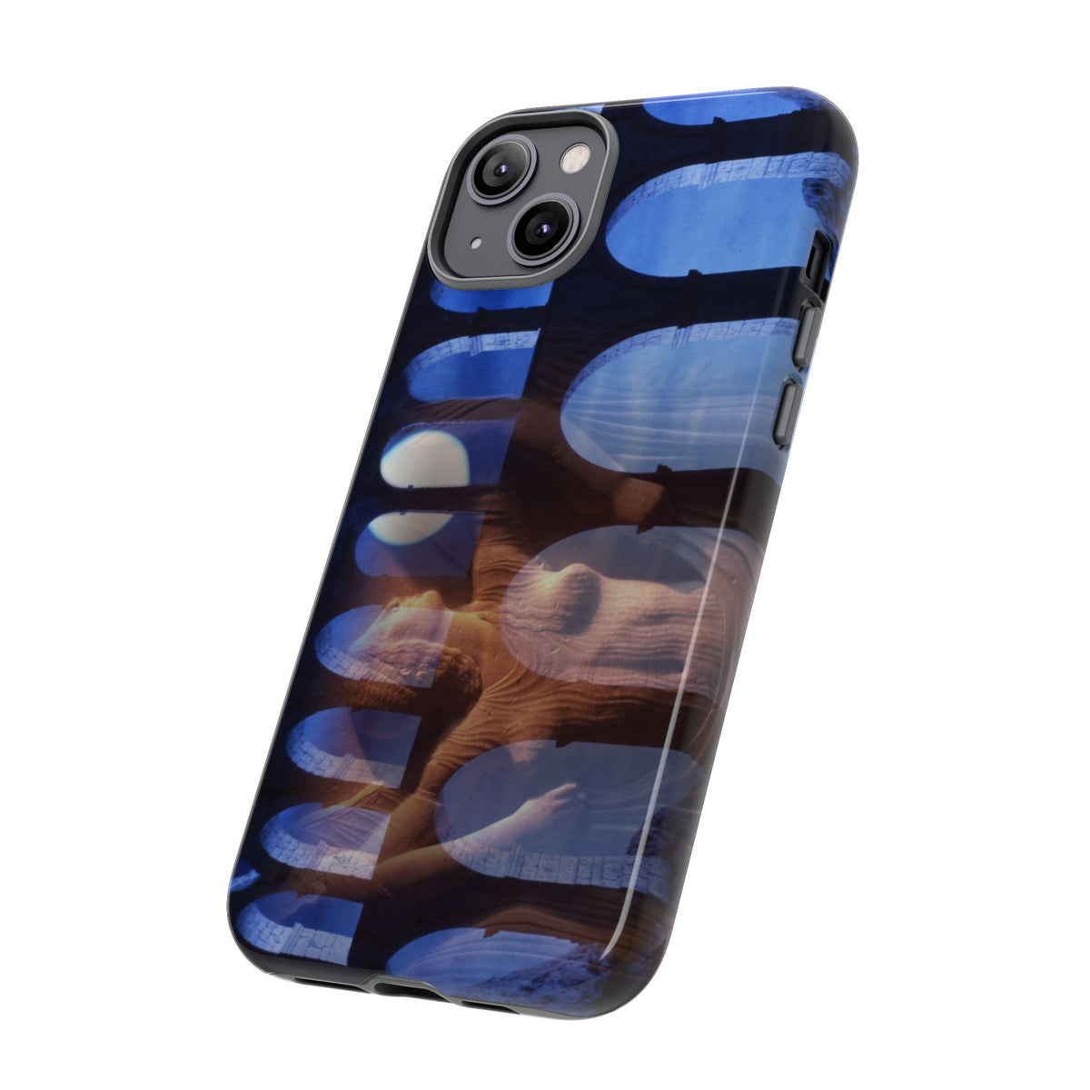 The Aqueduct and his Goddess phone case for iPhone 14 Plus by Vittorio Storaro, from the La Civiltà Romana collection