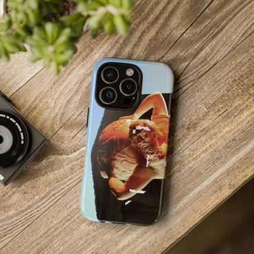 Atlas and Temple of Neptune tough phone case by Vittorio Storaro, from the La Civiltà Romana collection, shown on a table