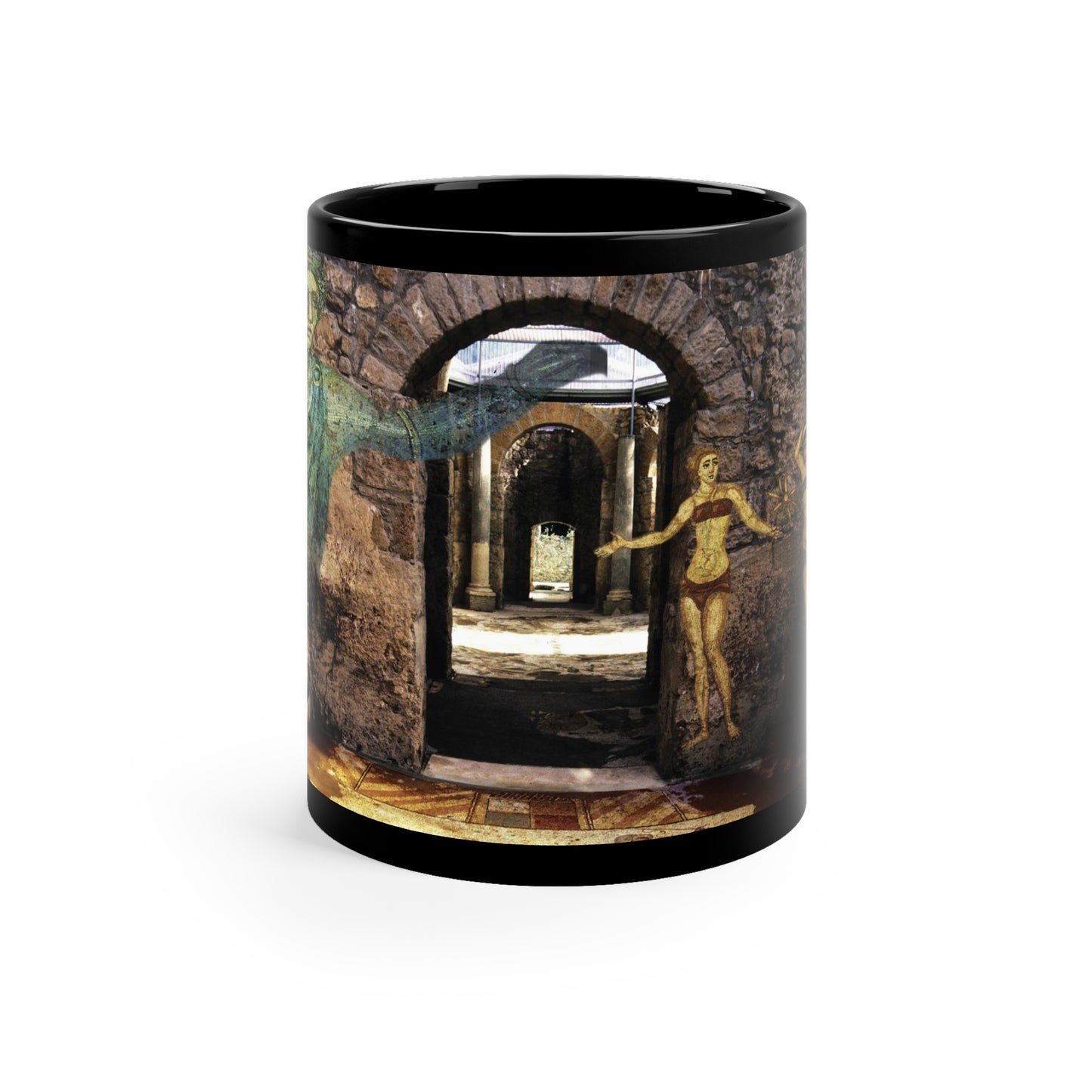 Mosaics of the Thermal Baths of Villa Armerina 11oz Black Mug